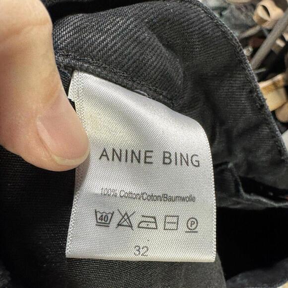 Anine Bing jeans womens 32 black sonya high rise slim denim minimalist rigid - Picture 8 of 10